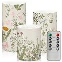 Baquler Wildflowers LED Flameless Candles with Remote and Timer, Wildflower