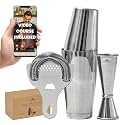 A Bar Above 4-Piece Cocktail Shaker Set, for Professional and Home Bar, Premium Bar Kit Gifts, Includes Strainer, Jigger, Shaker Set, and 4-Hour Cocktail Course