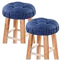 Bar Stool Covers Set of 2, Stool Covers Round with Elastic Band Pad, Soft Stool Seat Covers, Nonslip and Washable, 12 Inch, Dark Blue