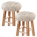 Bar Stool Covers Set of 2, Stool Covers Round with Elastic Band Pad, Soft Stool Seat Covers, Nonslip and Washable, 12 Inch, Beige
