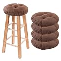 Bar Stool Covers Set of 4, Stool Covers Round with Elastic Band Pad, Soft Stool Seat Covers, Nonslip and Washable, 12 Inch, Brown
