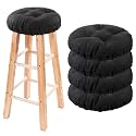 Bar Stool Covers Set of 4, Stool Covers Round with Elastic Band Pad, Soft Stool Seat Covers, Nonslip and Washable, 12 Inch, Black