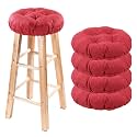 Bar Stool Covers Set of 4, Stool Covers Round with Elastic Band Pad, Soft Stool Seat Covers, Nonslip and Washable, 12 Inch, Wine Red