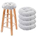 Bar Stool Covers Set of 4, Stool Covers Round with Elastic Band Pad, Soft Stool Seat Covers, Nonslip and Washable, 12 Inch, Grey
