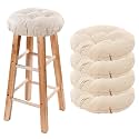 Bar Stool Covers Set of 4, Stool Covers Round with Elastic Band Pad, Soft Stool Seat Covers, Nonslip and Washable, 12 Inch, Beige