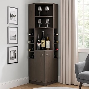 burgh bar unit for home  engineered wood bar cabinet  dark wenge finish  elegant storage design  sturdy amp space-saving  easy knock-down assembly