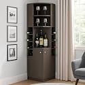 Burgh Bar Unit for Home | Engineered Wood Bar Cabinet | Dark Wenge Finish | Elegant Storage Design | Sturdy & Space-Saving | Easy Knock-Down Assembly