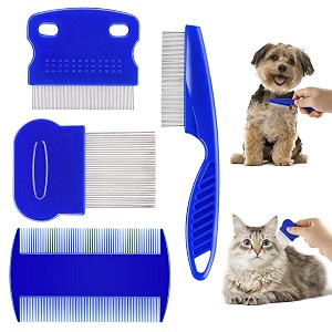 baravi 4 pack flea lice combstainless steel double sided dog eye combs tear stain remover combsgentle pet comb to remove tangle and knots tear stain remover