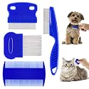 BARAVI 4 Pack Flea Lice Comb,Stainless Steel Double Sided Dog Eye Combs Tear Stain Remover Combs,Gentle Pet Comb To Remove Tangle And Knots, Tear Stain Remover