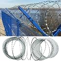 Barbed Wire Razor Wire Fencing, 30 50 100 150 200 250 300 Feet Galvanized Steel Razor Ribbon Barb Wires Roll for Backyard Farm Garden Outside Factory Wall Fence(Roll Dia 90cm/35",L 80M/262.5ft)