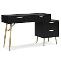 BarberPub Salon Spa Station for Hair Stylist, Barber Equipment with Metal Support Legs and Golden Handles, Wall Mount Styling Cabinet, Beauty Storage Organizer 3174 (Black)