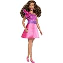 Barbie Fashionistas Doll 225, Curvy Body Type with Brown Hair, Pink Sparkly Dress &amp; Accessories, 65th Anniversary Collectible Fashion Doll