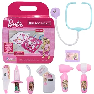 barbie 8-piece doctor set for kids 3 years pink medical play kit with lights amp realistic heartbeat sounds non-toxic pretend play learning educational toy birthday gift for girls