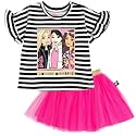 Barbie Toddler Girls T-Shirt and Mesh Tutu Black/Pink 3T