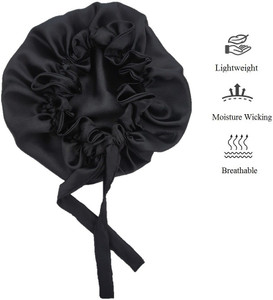 barbyam satin silk sleep cap with adjustable tie band soft night sleeping cap hair cap
