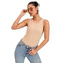 barcino Beige Ribbed Round Neck Tank Top