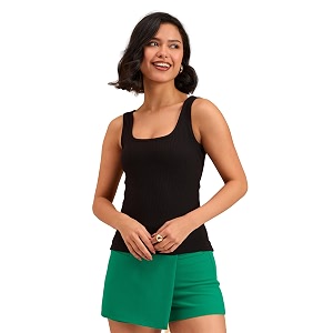barcino beige ribbed square neck tank top