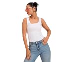 barcino Beige Ribbed Square Neck Tank Top