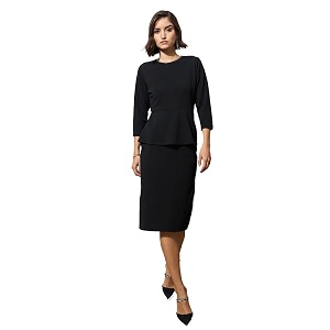barcino Black Peplum Diamante Neck Bodycon Dress