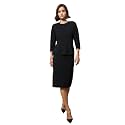 barcino Black Peplum Diamante Neck Bodycon Dress