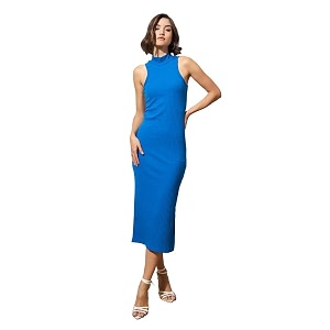 barcino Black Rib Sleeveless Turtle Neck Midi