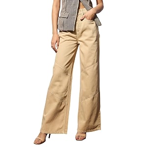 barcino Navy High-Rise Stitch Detail Straight Jeans