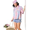 barcino Pink Multi Stripes Pocket Detail Oversized