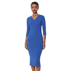 barcino Womens Cotton Blend Midi Bodycon Dress