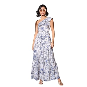 barcino Womens One Shoulder Maxi Dress