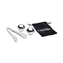 Barcraft Ice Ball Set for thinKitchen:, Premium Stainless Steel, Pack of 2 Reusable Ice Cubes with Tongs & Velvet Storage Bag – Silver Finish