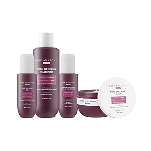 bare anatomy curl defining shampoo  hair mask  leave-in conditioner  gel  curl retention amp 2x frizz protection  coconut oil hyaluronic acid amp castor oil  250ml  250g  140ml  140ml