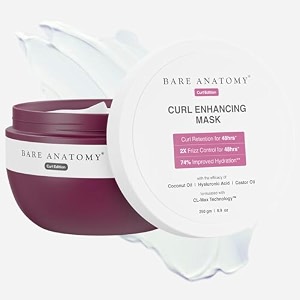 bare anatomy curl enhancing hair mask  smoothens amp conditions hair with curl retention amp 2x frizz protection for 48 hours  coconut oil hyaluronic acid amp castor oil  sulphate amp paraben free  250g