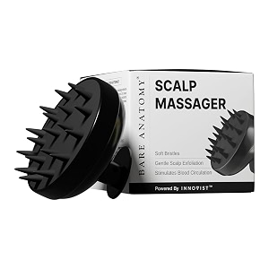 bare anatomy hair scalp massager brush for men amp women  soft silicon bristles for scalp exfoliation treatment  suitable for all hair amp scalp types