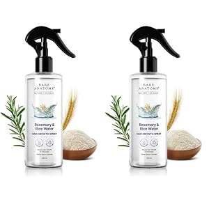 bare anatomy nature x science rosemary water spray for hair growth amp hair thickness with rice water  100 natural extract  soft amp smooth hair  controls hairfall amp adds shine  non-greasy amp fast absorbing  200 ml pack of 2