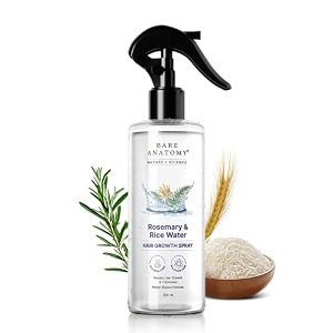 bare anatomy nature x science rosemary water spray for hair growth amp hair thickness with rice water  100 natural extract  soft amp smooth hair  controls hairfall amp adds shine  non-greasy amp fast absorbing  200 ml