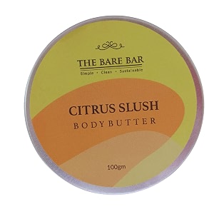 the bare bar citrus slush body butter for dry skin - 100gm  48hrs intense moisturization  shea butter moisturizer with mango butter amp rosehip oil no chemicals amp parabens  for all skin types