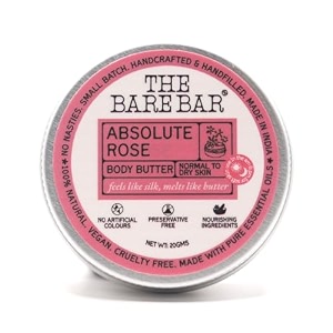 the bare bar rose jasmine body butter for dry skin - 20gm  intense moisturization  shea butter moisturizer with mango butter rose amp jasmine oil  no chemicals amp parabens