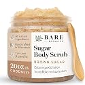 Bare Botanics Brown Sugar Body Scrub 20 oz - Naturally Scented Coconut Vanilla Sugar Scrub Made in Madison, WI - Formulated w/Skin Loving Moisturizers - Vegan, Cruelty Free w/a Cute Wooden Spoon