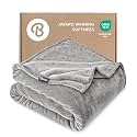 Bare Home Fleece Blanket Luxury Microplush (Throw, Light Grey)
