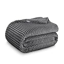 Bare Home Fleece Blanket Luxury Microplush (Full/Queen, Ribbed Grey)
