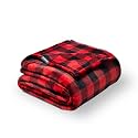 Bare Home Fleece Blanket Microplush (Throw, Buffalo Plaid - Red/Black)