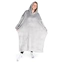 Bare Home Long Length Microplush Wearable Blanket with Side Pockets - Soft and Plush - Warm and Cozy - Adult &amp; Kid Sizes (Adult, Light Grey)