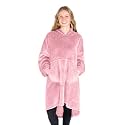 Bare Home Microplush Wearable Blanket with Front Pocket - Soft and Plush - Warm and Cozy - Adult &amp; Kid Sizes (Adult, Light Pink)