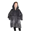 Bare Home Microplush Wearable Blanket with Front Pocket - Soft and Plush - Warm and Cozy - Adult &amp; Kid Sizes (Kids, Forged Iron Grey)