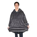 Bare Home Microplush Wearable Blanket with Front Pocket - Soft and Plush - Warm and Cozy - Adult &amp; Kid Sizes (Adult, Forged Iron Grey)