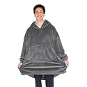 Bare Home Microplush Wearable Blanket with Front Pocket - Soft and Plush - Warm and Cozy - Adult &amp; Kid Sizes (Adult, Grey)