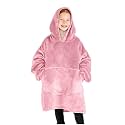 Bare Home Microplush Wearable Blanket with Front Pocket - Soft and Plush - Warm and Cozy - Adult &amp; Kid Sizes (Kids, Light Pink)
