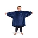 Bare Home Microplush Wearable Blanket with Side Pockets - Soft and Plush - Warm and Cozy - Adult & Kid Sizes (Kids, Dark Blue)
