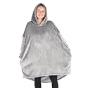 Bare Home Microplush Wearable Blanket with Side Pockets - Soft and Plush - Warm and Cozy - Adult &amp; Kid Sizes (Adult, Light Grey)