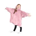 Bare Home Microplush Wearable Blanket with Side Pockets - Soft and Plush - Warm and Cozy - Adult & Kid Sizes (Kids, Light Pink)